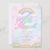 FOUR EVER Magical Rainbow 4th birthday invitation 招待状 (正面)