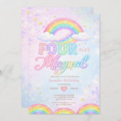 FOUR EVER Magical Rainbow 4th birthday invitation 招待状 (正面/裏面)