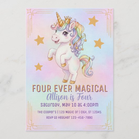 Four Ever Magical, Unicorn 4th Birthday 招待状 (正面)