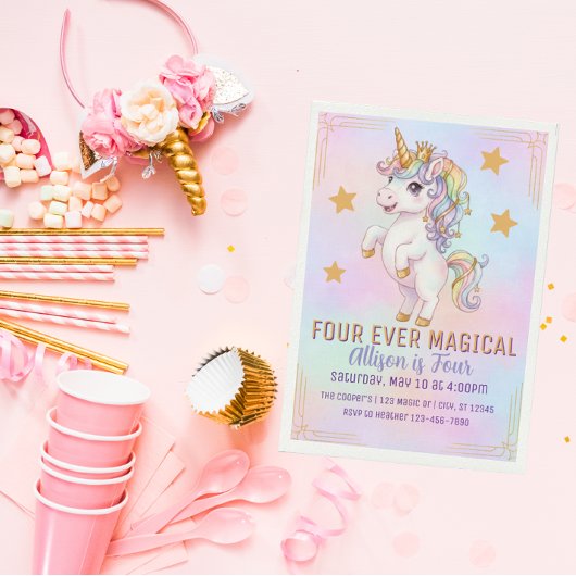 Four Ever Magical, Unicorn 4th Birthday 招待状
