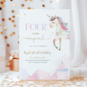 Four Ever Magical Unicorn 4th Birthday Party 招待状