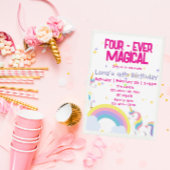Four Ever Magical Unicorn Birthday Invitation 招待状