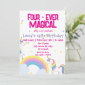Four Ever Magical Unicorn Birthday Invitation  招待状 (スタンド正面)