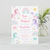 Four Ever Magical Unicorn Rainbow 4th Birthday 招待状 (スタンド正面)