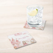 Four Ever Pink Princess Castle Birthday coaster  スクエアペーパーコースター (インサイチュ)