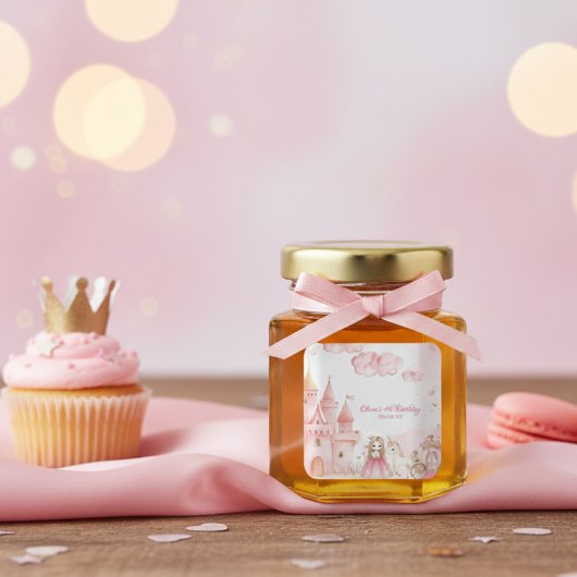 Four Ever Princess Castle Unicorn 4 pink Birthday スクエアシール