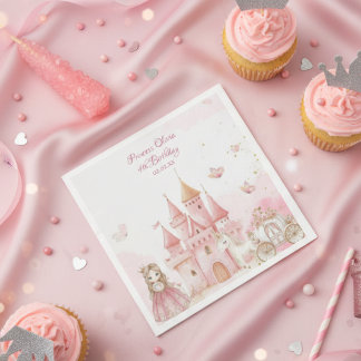 Four Ever Princess Unicorn pink 4th Birthday Party スタンダードカクテルナプキン