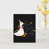 Four Ever Silly Funny Silly Goose 4th Birthday カード (黄色い花)