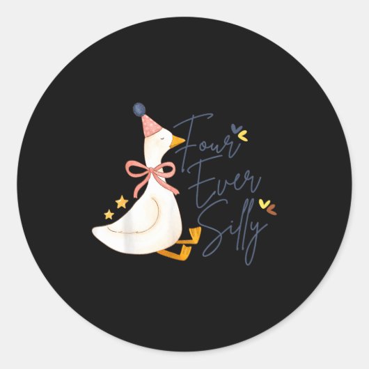 Four Ever Silly Funny Silly Goose 4th Birthday  ラウンドシール (正面)