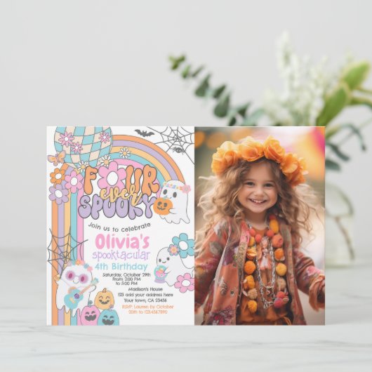 Four Ever Spooky Hippie Halloween 4th Birthday 招待状 (スタンド正面)