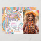 Four Ever Spooky Hippie Halloween 4th Birthday 招待状 (正面/裏面)