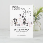 Four Ever spooky pink girl halloween 4th birthday 招待状 (スタンド正面)