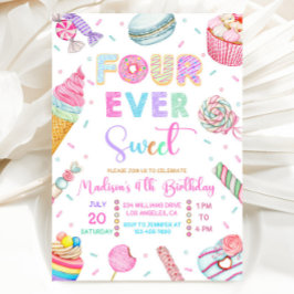 Four Ever Sweet Birthday Invitation, Candy Sweet  招待状