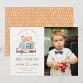 Four Ever Sweet Ice Cream Truck Photo 4th Birthday 招待状 (正面/裏面)