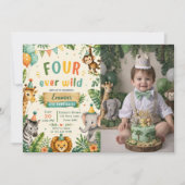 Four Ever Wild 4歳の誕生日パーティー 招待状 (正面)