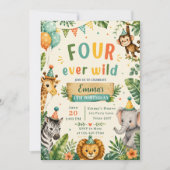 Four Ever Wild 4歳の誕生日パーティー 招待状 (正面)