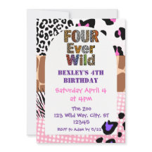 Four Ever Wild Animal Print Girls Birthday