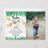 Four Ever Wild Boys 4th Birthday Photo サンキューカード (正面)