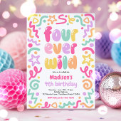 Four Ever Wild Confetti Balloon 4th Birthday  招待状