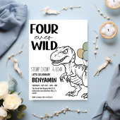 Four Ever Wild Dinosaur  Boy  Birthday Party  招待状