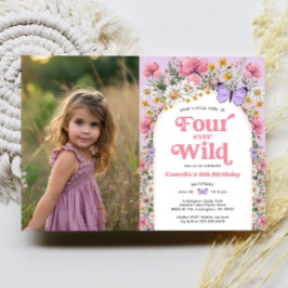 Four Ever Wild Flower 4th Birthday写真 招待状
