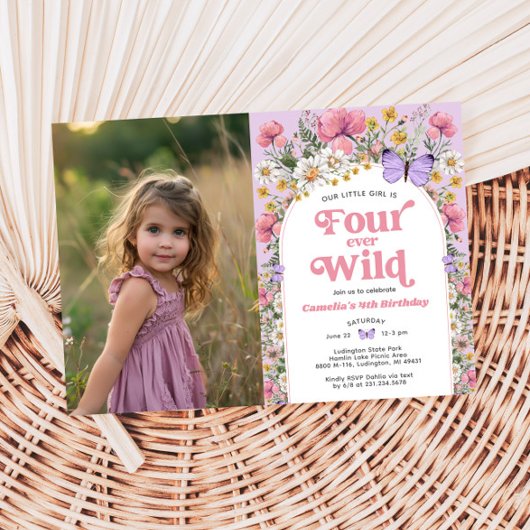 Four Ever Wild Flower 4th Birthday写真 招待状