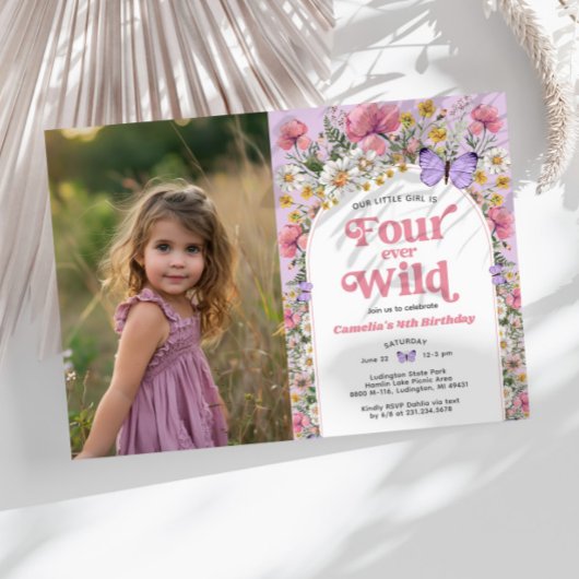 Four Ever Wild Flower 4th Birthday写真 招待状