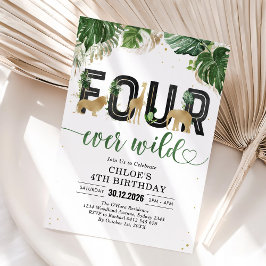 Four Ever Wild Party Animals 4th Birthday 招待状