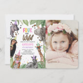 FOUR Ever Wild Safari 4th Birthday Photo 招待状 (正面)