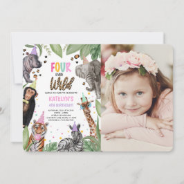 FOUR Ever Wild Safari 4th Birthday Photo 招待状
