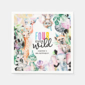 FOUR ever Wild Safari Animals 4th誕生日 スタンダードカクテルナプキン (正面)