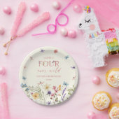 Four Ever Wild Wildflower 4歳の誕生日パーティー ペーパープレート (パーティー)
