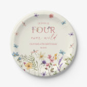 Four Ever Wild Wildflower 4歳の誕生日パーティー ペーパープレート (正面)