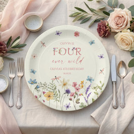 Four Ever Wild Wildflower 4歳の誕生日パーティー ペーパープレート