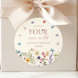 Four Ever Wild Wildflower 4歳の誕生日パーティー ラウンドシール