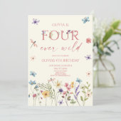 Four Ever Wild Wildflower 4歳の誕生日パーティー 招待状 (スタンド正面)