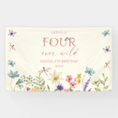 Four Ever Wild Wildflower 4歳の誕生日パーティー 横断幕 (横)