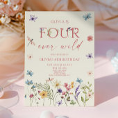 Four Ever Wild Wildflower 4th Birthday Party 招待状