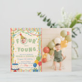 Four Ever Young 4歳の誕生日フォト 招待状 (スタンド正面)