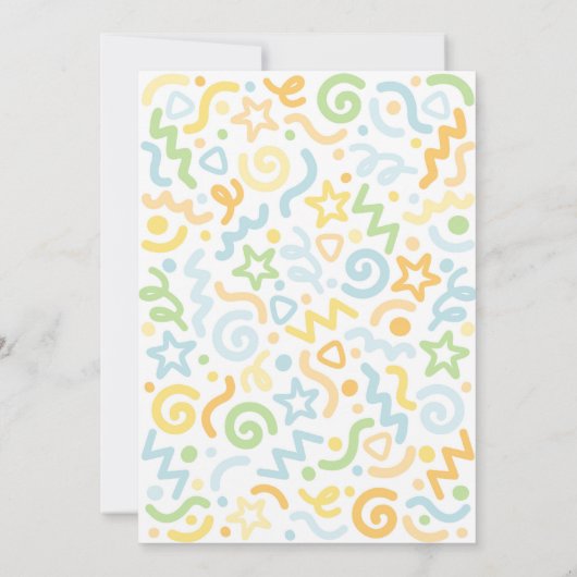 Four Ever Young Confetti Balloon 4th Birthday  招待状 (裏面)