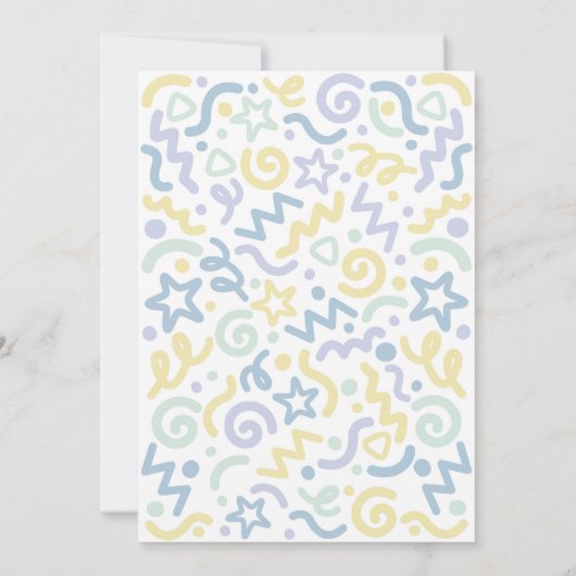 Four Ever Young Confetti Balloon 4th Birthday 招待状 (裏面)