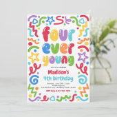 Four Ever Young Confetti Balloon 4th Birthday 招待状 (スタンド正面)