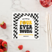 Four Ever Young Retro Fourth 4th Birthday Party スタンダードカクテルナプキン (インサイチュ)