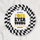 Four Ever Young Retro Fourth 4th Birthday Party フェイバータグ (裏面)