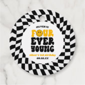 Four Ever Young Retro Fourth 4th Birthday Party フェイバータグ (正面)