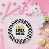 Four Ever Young Retro Fourth 4th Birthday Party ペーパープレート (パーティー)