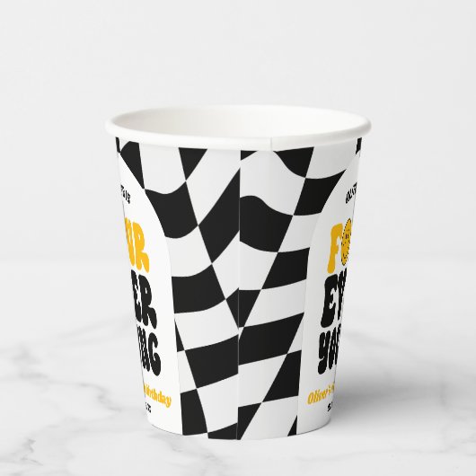 Four Ever Young Retro Fourth 4th Birthday Party 紙コップ (右)