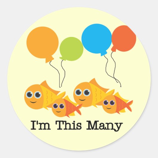 Four Fish I'm This Many T-shirts and Gives ラウンドシール (正面)