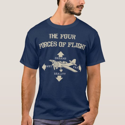 Four Forces Of Flight Dreams Money Reality FAA Tシャツ (正面)