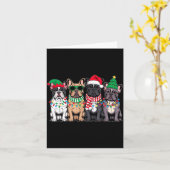 Four French Bulldog Dogs Christmas Funny Santa Rei カード (黄色い花)